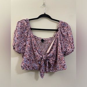 Wild Fable Puff Sleeve Spring Fling Floral Crop‎ Top - XXL